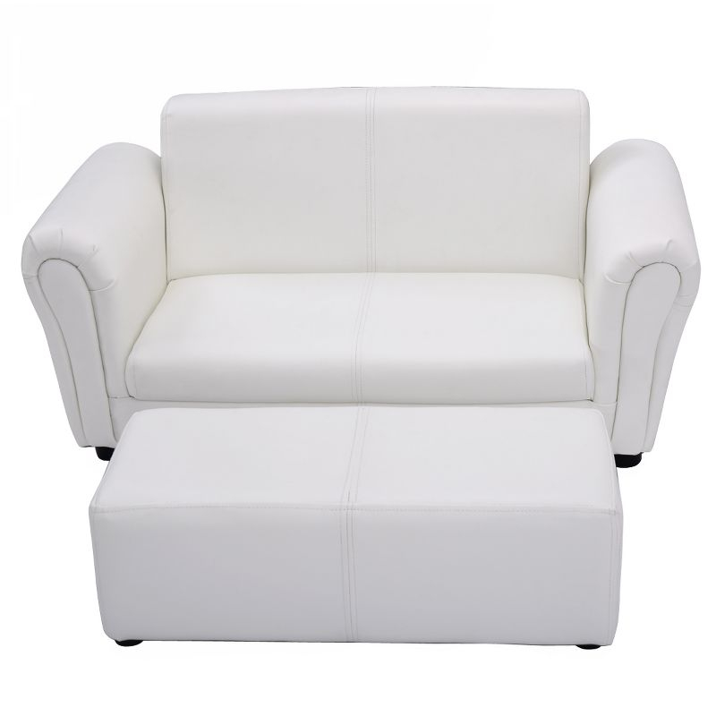 Tangkula Kids Sofa Upholstered Lounge Children Couch Ottoman w/ Armrest White