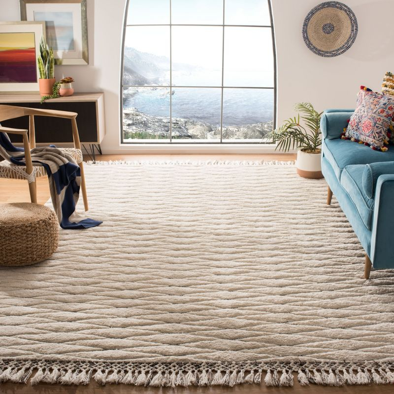 Casablanca CSB656 Hand Tufted Area Rug - Ivory/Brown - 8'x10' - Safavieh.