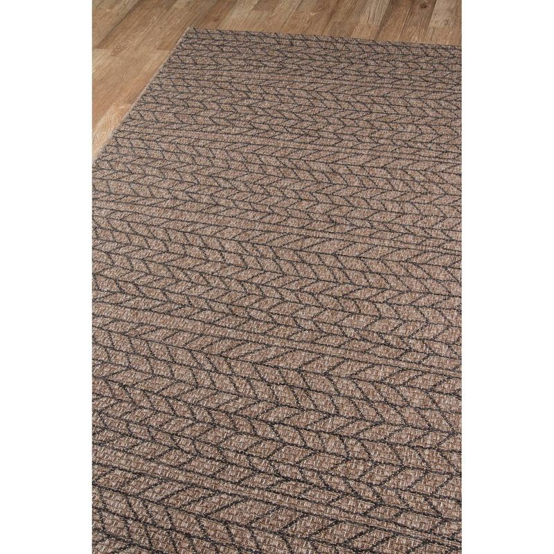 2'x6' Runner Como Ace Rug Tan - Momeni: Modern Geometric Indoor/Outdoor Medium Pile, All-Weather Design