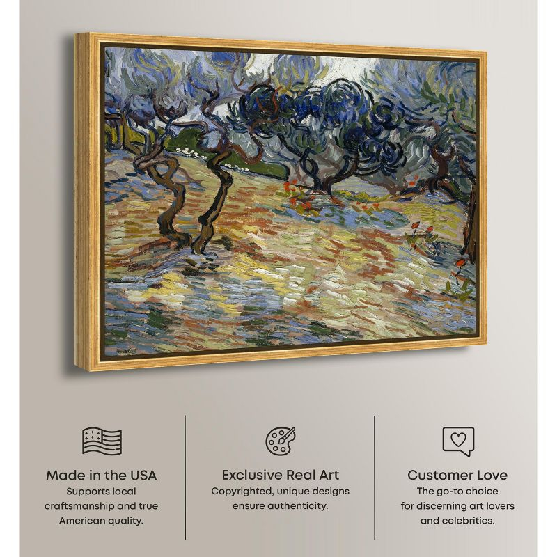 Art Remedy Vincent van Gogh - Olive Trees Van Gogh Classic Fields and Floral Wall Art, 24" x 20", Gold Frame