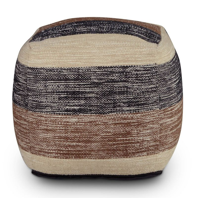 Jamal Square Handwoven Pouf Beige/Brown/Black - Steve Silver Co.: Wool & Cotton, No Assembly Required