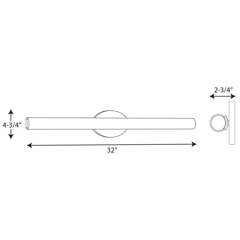 Progress Lighting Parallel 1-Light LED Bath Vanity Fixture, Steel, Satin Brass, Tubular Opal Glass Shade