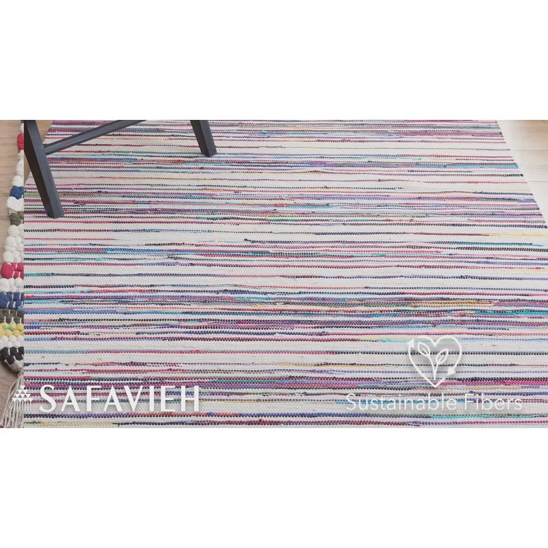 Rag Rug RAR126 Hand Woven Indoor Area Rug - 5'x8' - Ivory/Grey - Safavieh
