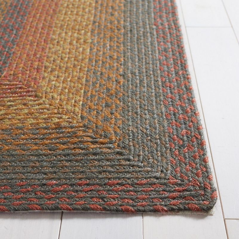 Braided BRD652 Flat Weave Indoor Area Rug - Green/Rust - 6'x6' - Safavieh