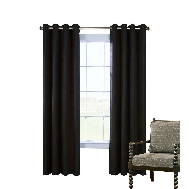 Commonwealth Thermaplus Navar Blackout Faux Suede Grommet Top Panel - 54x84" - Black