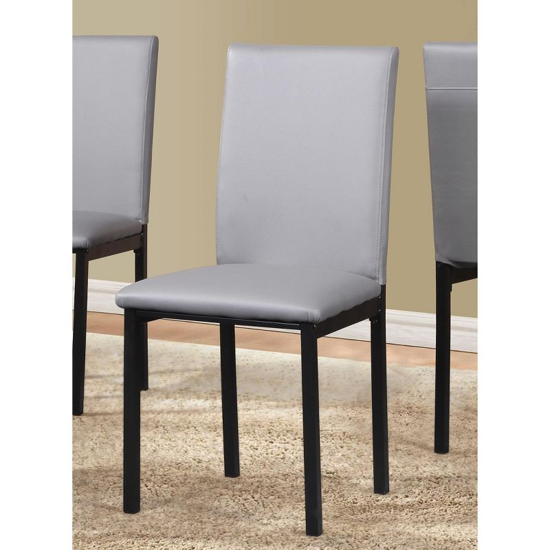 Roundhill Furniture Noyes Faux Leather Seat Metal Frame Dining Chairs, Gray, Set of 4