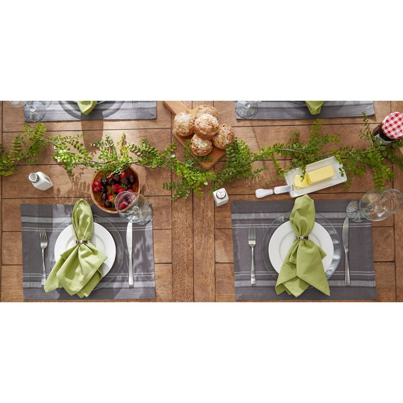 DII French Stripe Placemat Set 6 Piece, Gray Chambray, 13x19"