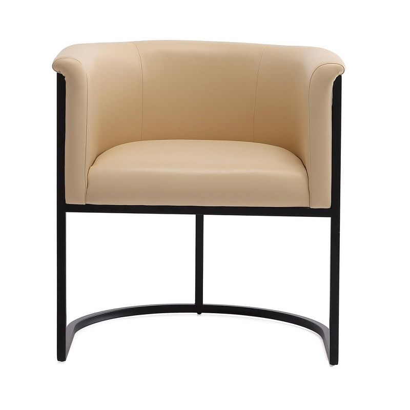 Manhattan Comfort Cosmopolitan Faux Leather Dining Chair Tan: Art-Deco, Metal Frame, No Assembly Required