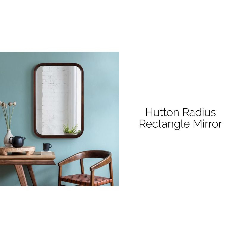 Kate & Laurel All Things Decor 20" x 30" Hutton Wood Framed Radius Rectangle Decorative Wall Mirror Walnut Brown : Poplar, No Assembly