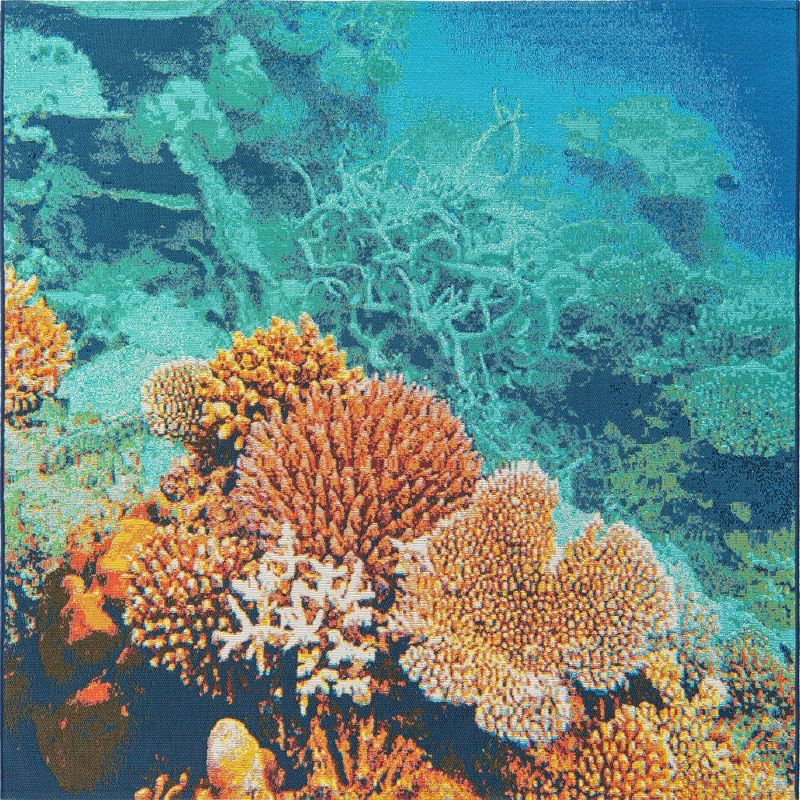 Unique Loom 6' 0 x 6' 0 Square Multi Outdoor Coastal Ariel Area Rug