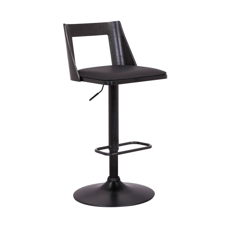 Armen Living Milan Adjustable Swivel Faux Leather Metal Barstool Black : Square Seat, Footrest, 250lb Capacity