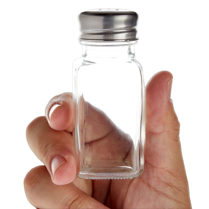 Juvale 24-Pack Square Glass Salt and Pepper Shakers Dispenser, 2-Ounce, Clear