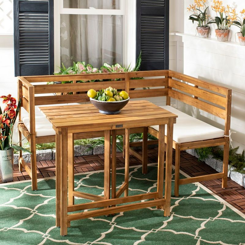 Wilton Balcony Corner Lounge - Indoor/Outdoor - PAT6754 - Teak Brown/Beige - Safavieh