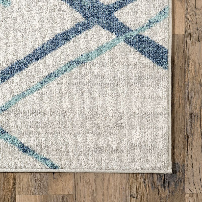 Nuloom 5x8 Thigpen Contemporary Indoor Area Rug, Light Blue, Abstract Lines, Non-Slip Backing, Stain Resistant, BedroomLiving Room, Kitchen,