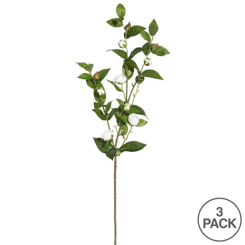 Vickerman 34'' Artificial White Tea Rose Spray. Includes 3 sprays per pack.
