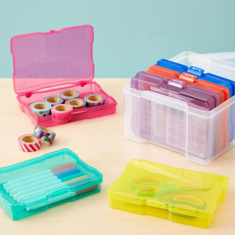 Paper Junkie 4 x 6 Inch Photo Storage Box with 6 Inner Cases, Plastic Box for Stickers, Crafts, Seeds, Craft Organizers and Storage (7 Pieces)
