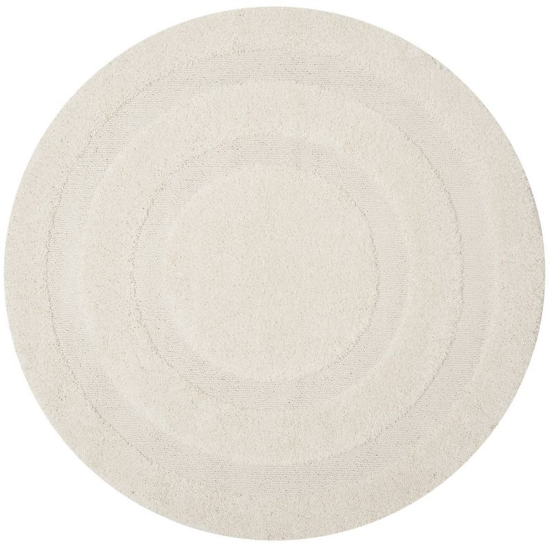 Florida Shag SG454 Power Loomed Indoor Area Rug - Creme/Creme - 4' round - Safavieh.