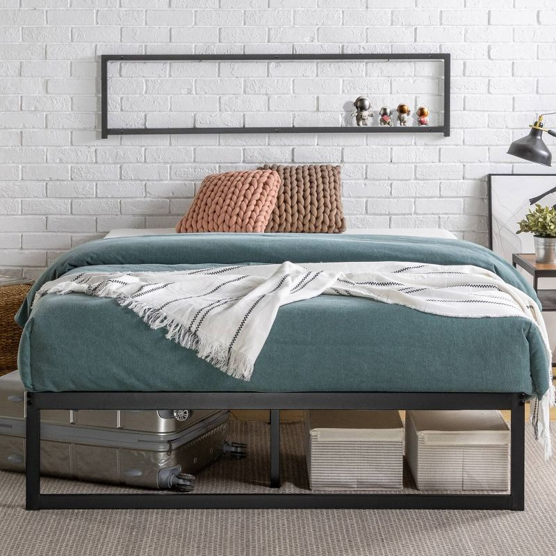 King Abel 14" Metal Platform Bed Frame Black - Zinus: Quick Lock Assembly, No Box Spring Needed