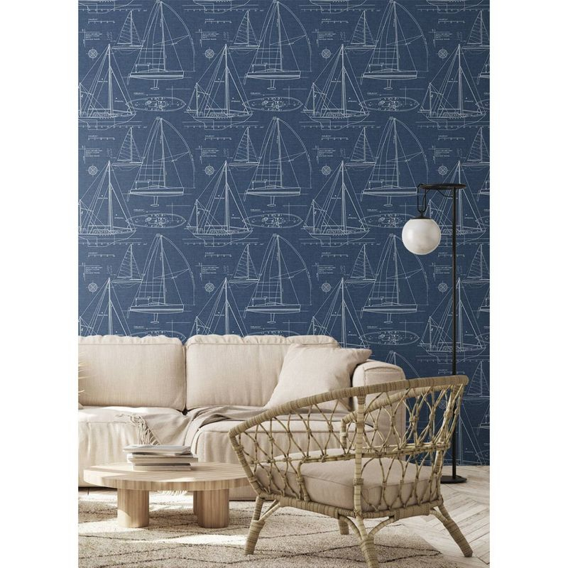 NextWall Navy Blue Yacht Club Peel and Stick Wallpaper