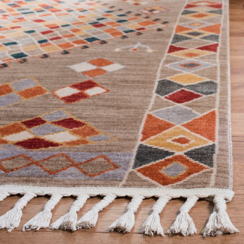 Farmhouse FMH852 Power Loomed Indoor Area Rug - Taupe/Navy - 6'3"x6'3" - Safavieh