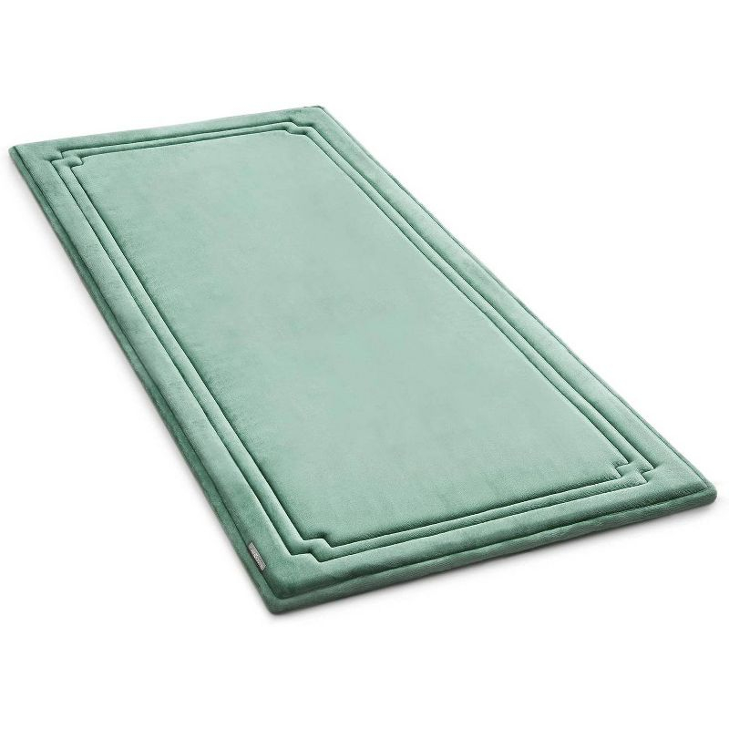 24"x58" MICRODRY SoftLux Racetrack Twist Memory Foam Bath Mat with Skid Resistant Base Aqua: Machine Washable, Plush Bathroom Runner