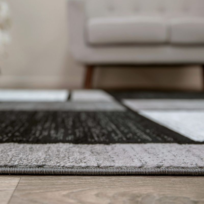 World Rug Gallery Contemporary Modern Boxed Color Block Gray 7'10"x10'2" Area Rug