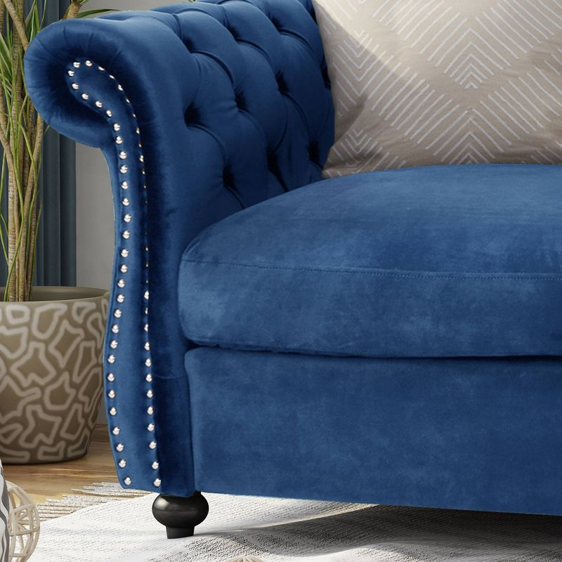 Somerville Traditional Chesterfield Loveseat Navy - Christopher Knight Home: Elegant Tufted Design, Nailhead Trim, Comfort Seating