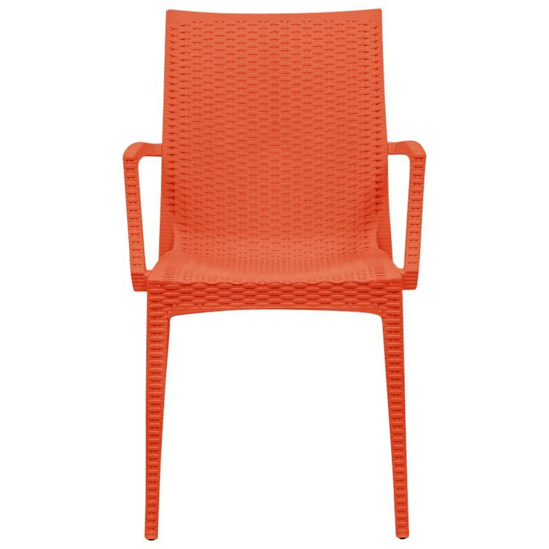 LeisureMod Mace Modern Dining Arm Chair for Indoor and Outdoor Home in Orange
