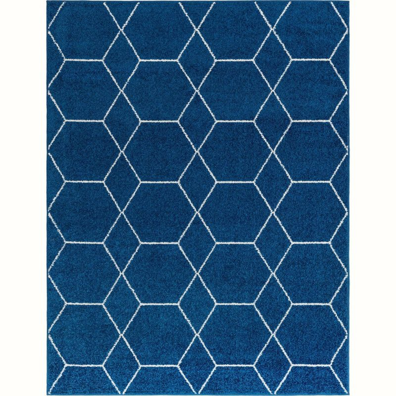 Unique Loom 10' 0 x 13' 0 Trellis Frieze Geometric Navy Blue Area Rug