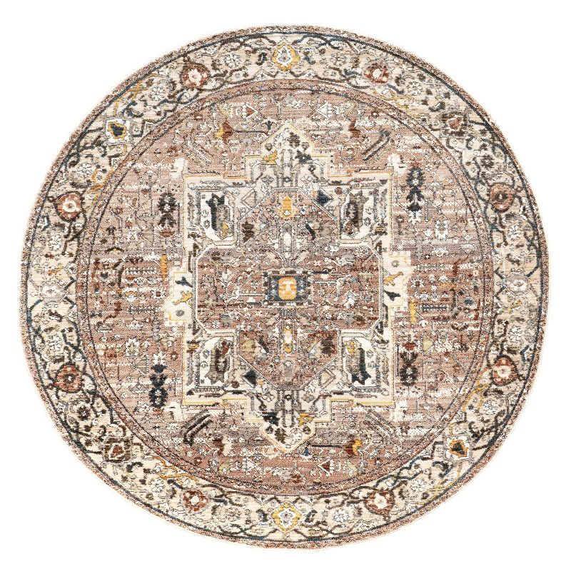 Nuloom Harriet Medallion 5 Round Indoor Area Rug for Living Room Bedroom Dining Room Kitchen, Light Brown/Ivory