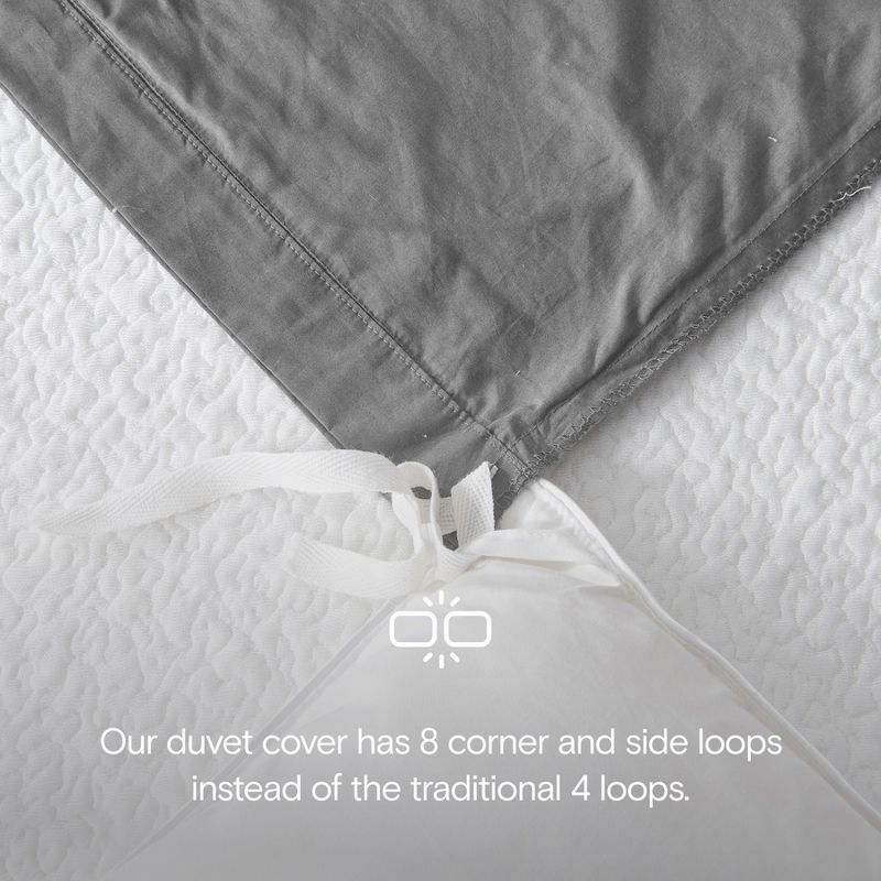 DOZ 100% GOTS Organic Percale Duvet Cover Set, Crisp Cool, Long Staple, Breathable, Durable, 8 Loops Dove King/Cal King