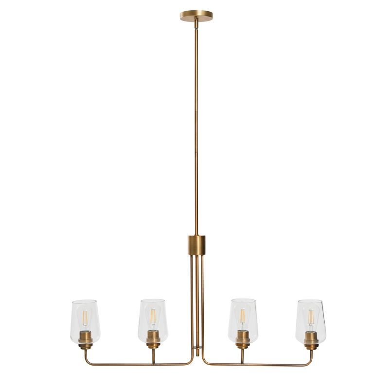 Storied Home Holden - Metal and Glass 4-Light Linear Chandelier, Brushed Bronze