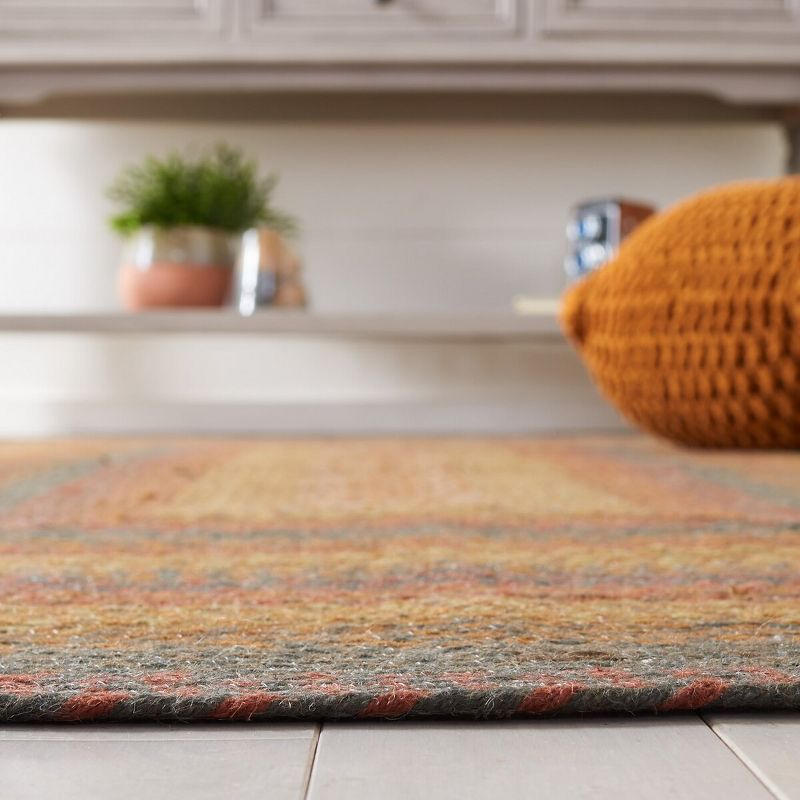 Braided BRD652 Flat Weave Indoor Area Rug - Green/Rust - 6'x6' - Safavieh