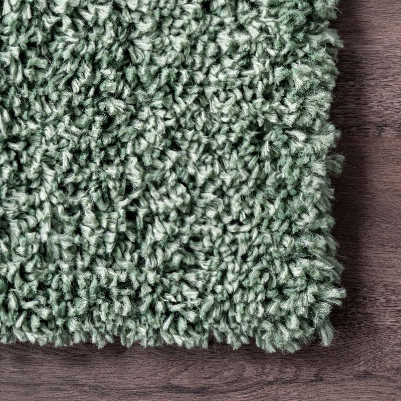 Nuloom Kara Solid 6 Round Shag Indoor Area Rug for Living Room Bedroom Dining Room Nursery, Green