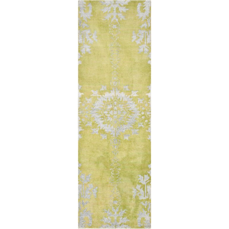Stone Wash STW235 Hand Knotted Indoor Runner Rug - Chartreuse - 2'6"x12' - Safavieh