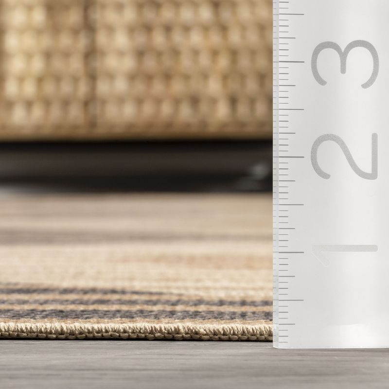 Nuloom Nautical Striped Easy-Jute Machine Washable Indoor Area Rug, 4' x 6', Natural