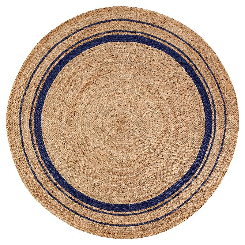 8' Round Beige/Midnight Kerala Area Rug Round - Anji Mountain