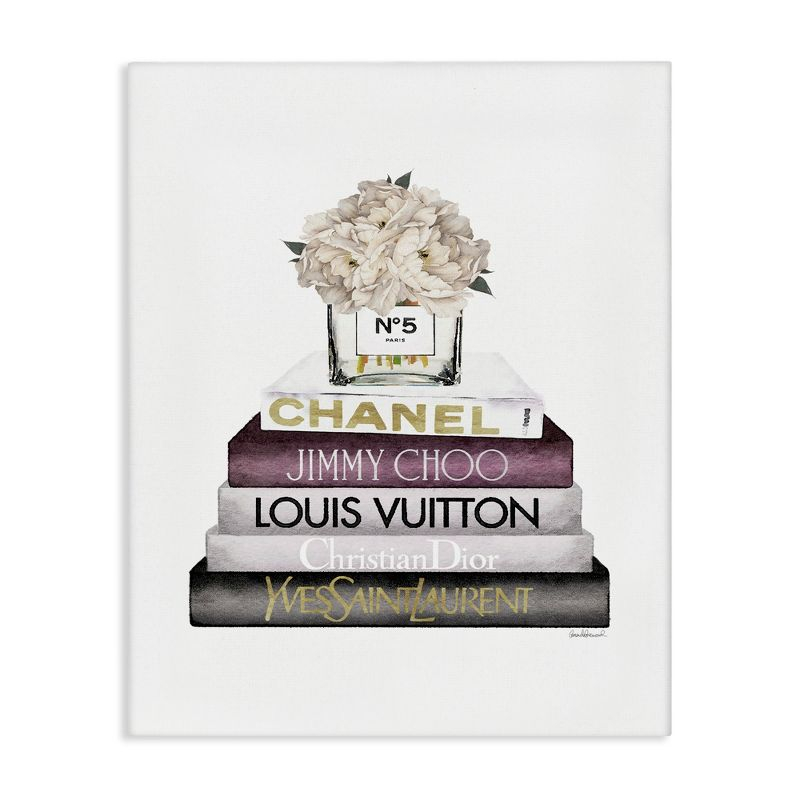 Stupell Industries White Flower Bookstack, 16" x 20"