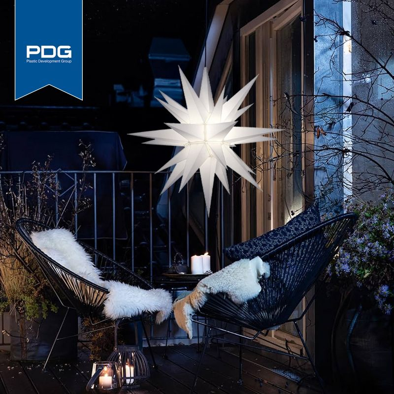 Keystone Holiday Outdoor 21 Inch Diameter Illuminated Prelit LED Christmas Advent Star Light Holiday Decoration w/ Twist & Lock Design, White