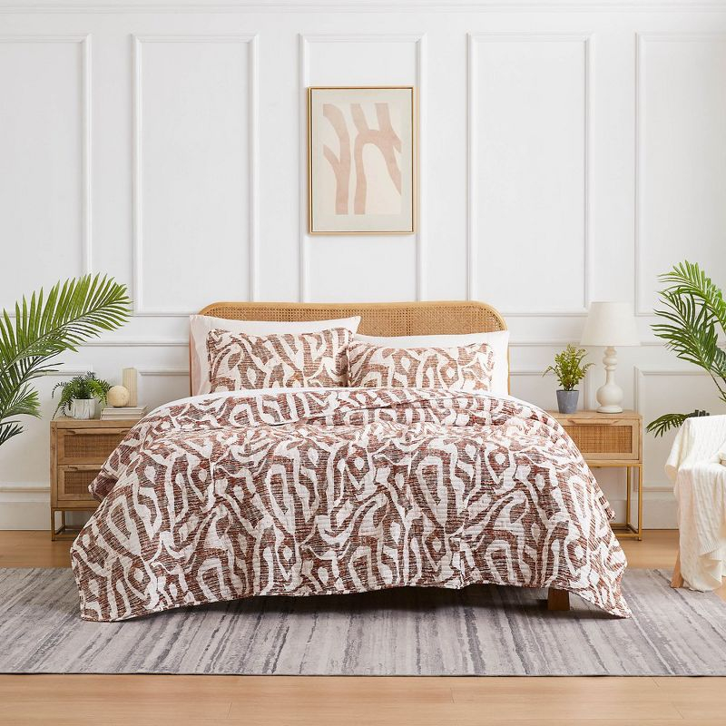 Southshore Fine Living Oversized Khari Lightweight 3-Piece Quilt Set Rust Full / Queen