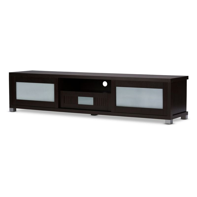 Gerhardine Wood Cabinet: Espresso Finish, Media Storage, 85" TV Compatibility - Baxton Studio