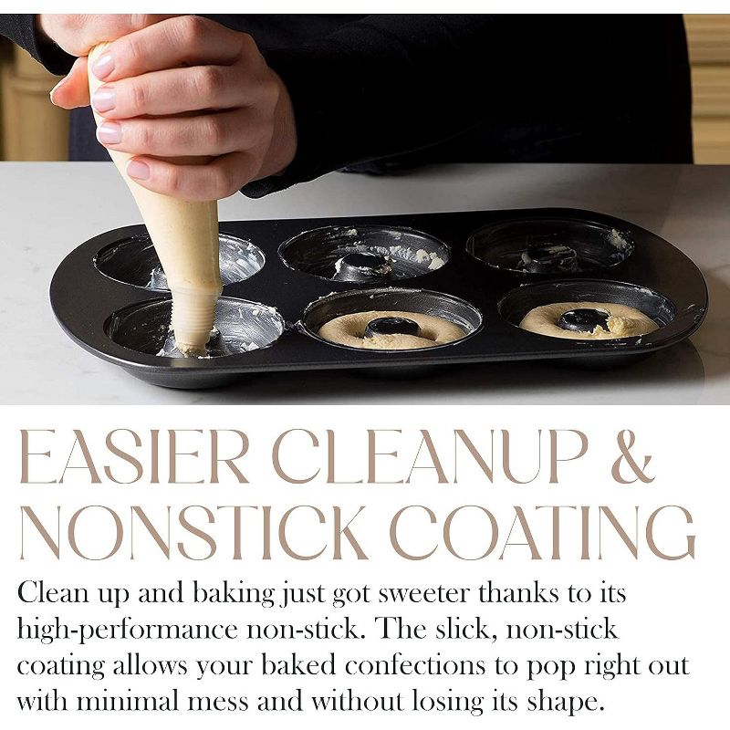 Bellemain Premiere Donut Pan for Baking Nonstick Doughnut Pan with 6-Doughnut Molds | Steel Donut Trays | Make Perfect Bagels and Cake Donuts (2)