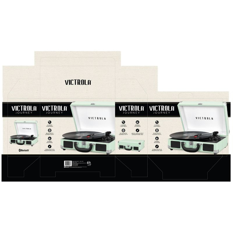 Victrola Journey 3-Speed Bluetooth Suitcase Record Player - Mint: Belt Drive Turntable