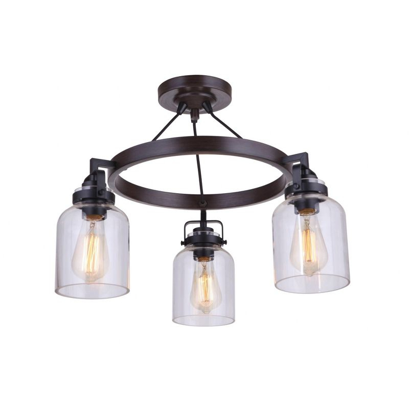 Craftmade Lighting Foxwood 3 - Light Semi-Flush Mount in  Flat Black/Dark Teak