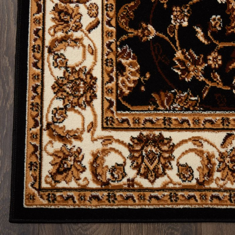 Home Dynamix Ariana Badah Damask Border Area Rug, Black/Ivory, 3-Piece Set