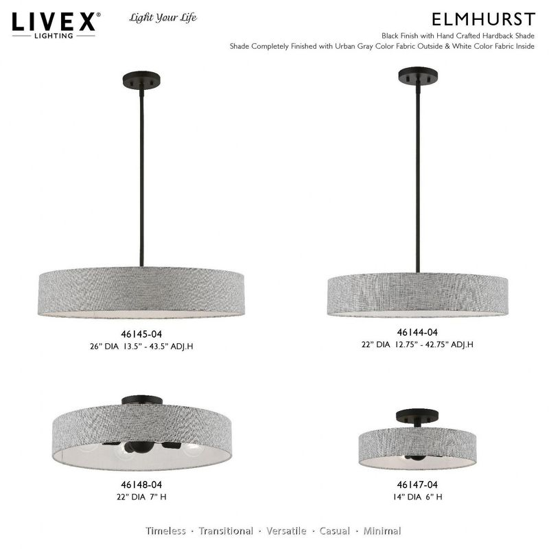 Livex Lighting Elmhurst 4 - Light Pendant in  Black