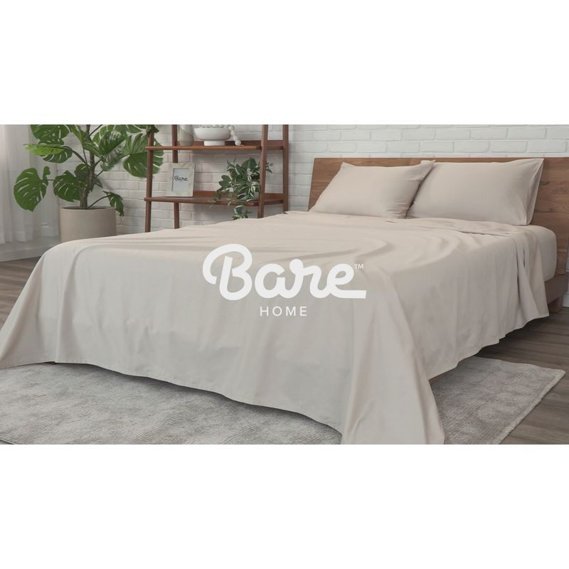 400 Thread Count Organic Cotton Sateen Bering Sea 3 Piece Twin XL Bed Sheet Set by Bare Home