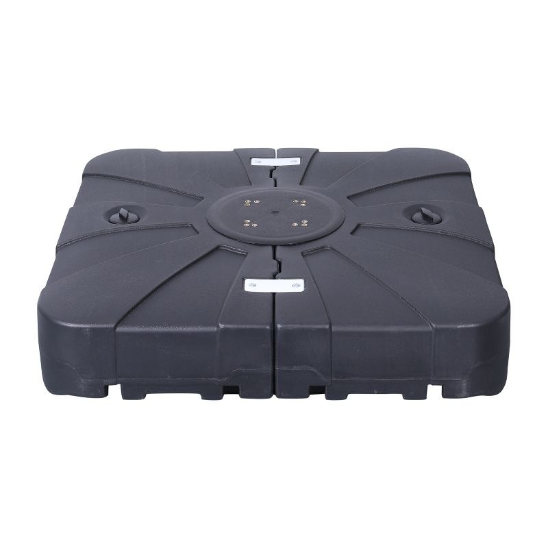 Flash Furniture Hank Heavy Duty Weather-Resistant Universal Offset Umbrella Base with Grooved Handles and Built-In Wheels in Black