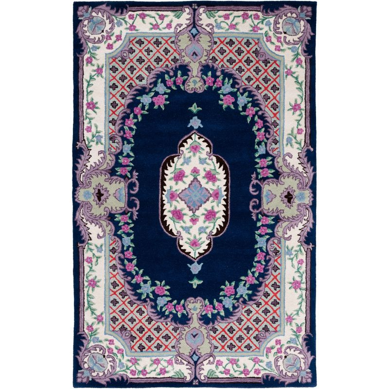 Bellagio BLG535 Hand Tufted Area Rug - Navy/Ivory - 4'x6' - Safavieh.