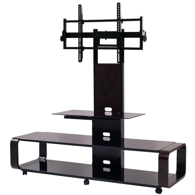 TransDeco Flat panel TV mounting system w/ 3 AV shelves for up to 85Inch plasma or LCD/LED TVs - Espresso/Black